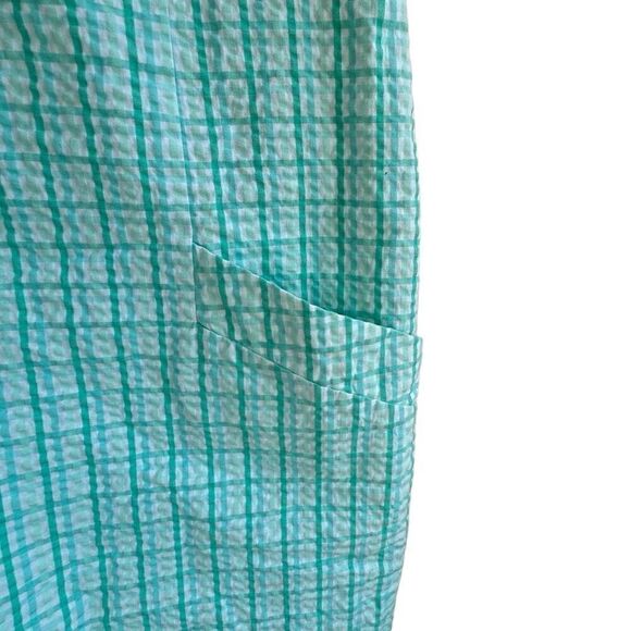Southern Tide Gingham Seersucker Shift‎ Dress Bermuda Teal Women’s Size 2 - Picture 5 of 7